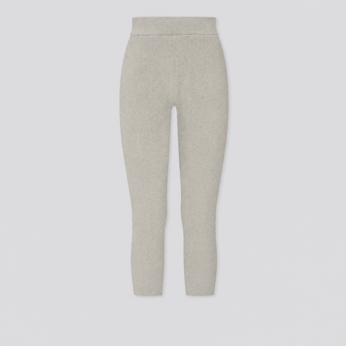 Legging corsaire en maille côtelée gris, vue de face