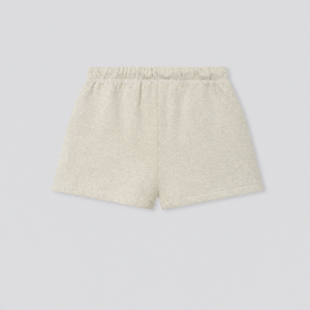 Short en molleton de coton vanille délavé, vue de dos